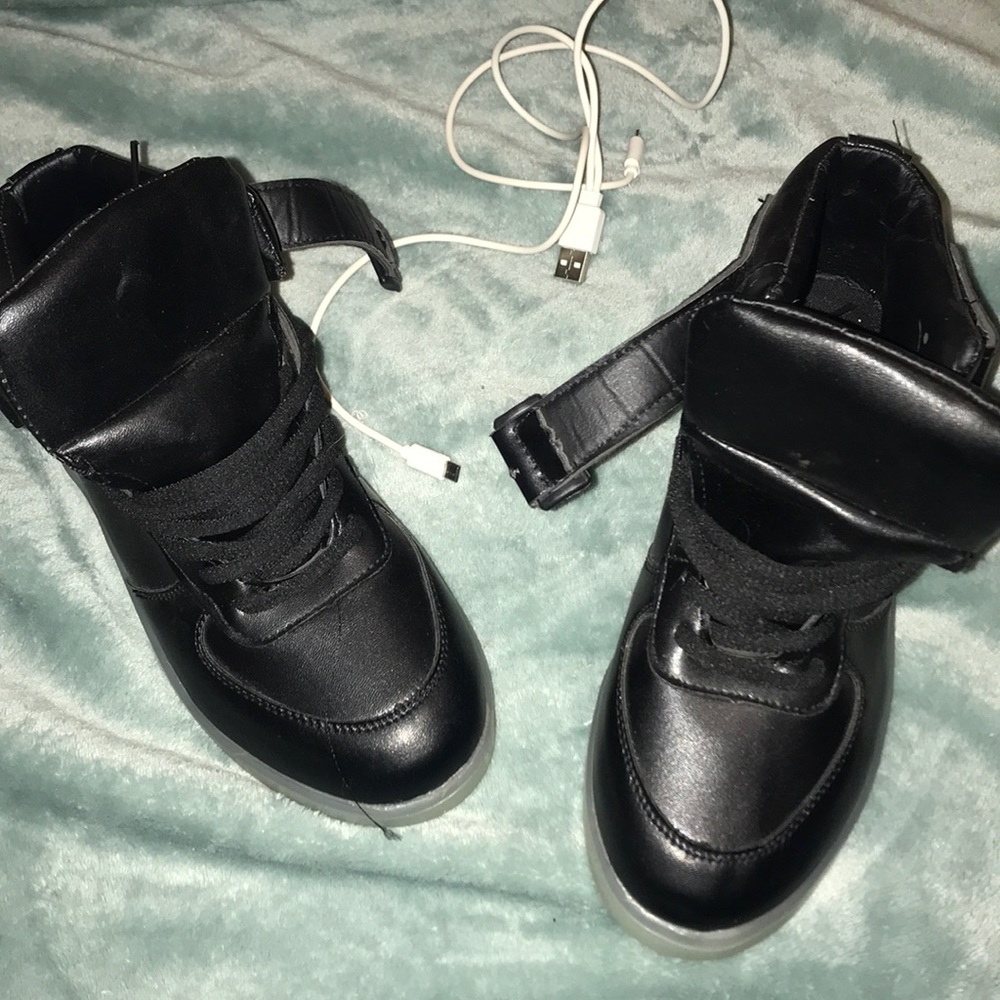 Black Leather Light Up Shoes